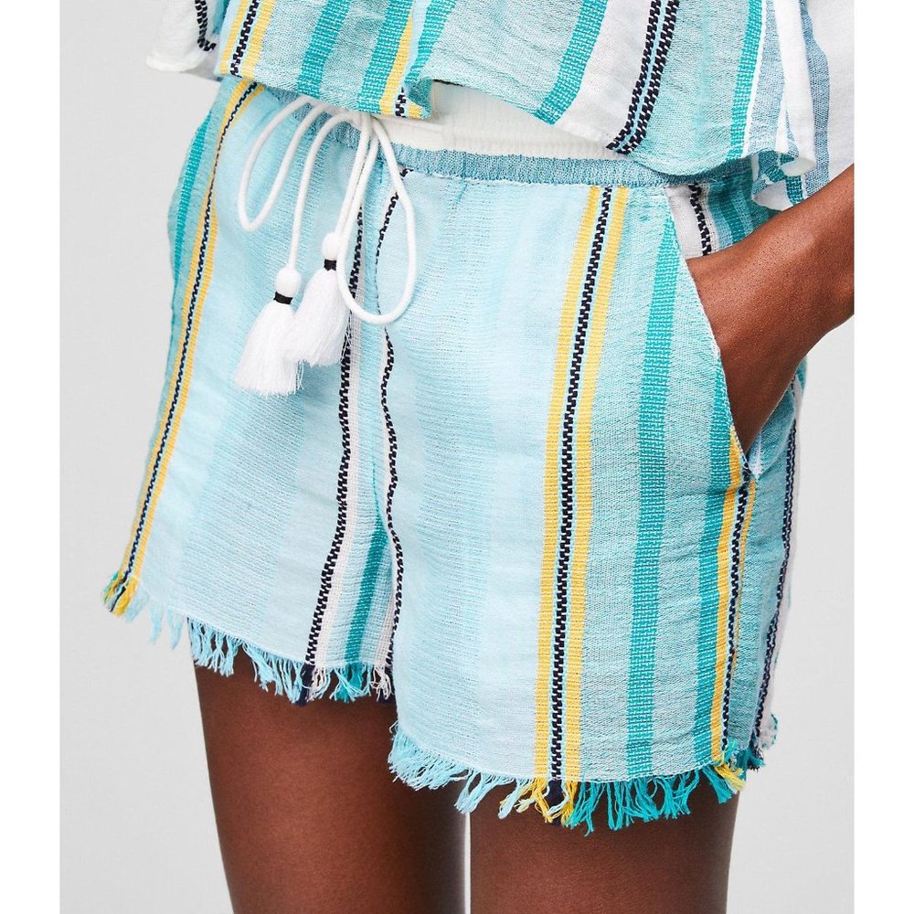 LOFT Beach Striped Frayed Drawstring Short XXL NEW - Picture 2 of 10